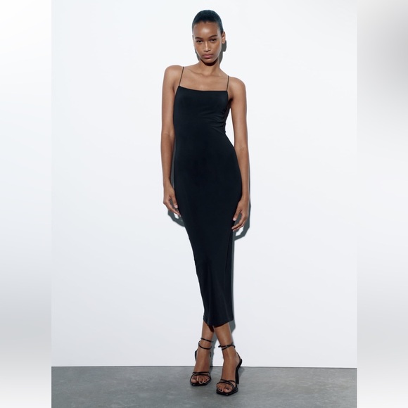Zara long stretchy fitted dress. Size Large. - Picture 1 of 1